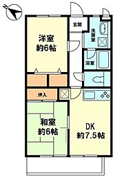 パークサイド南草津 3階2DKの間取り