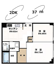 ガーデンアルバ幡ヶ谷 2DKの間取図画像