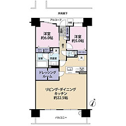 ハルモシティ 2LDKの間取図画像