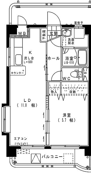 フレスコ和 205｜宮崎県宮崎市大橋3丁目(賃貸マンション1LDK・2階・41.34㎡)の写真 その2