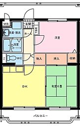 サングリーン藤沢 2階2DKの間取り