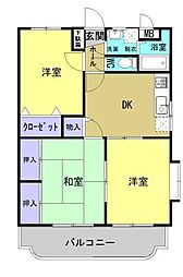 サンフィールド高鍋 2階3DKの間取り