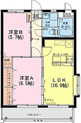 TAKUマンション 2LDKの間取図画像