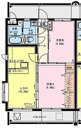 グランドオーク弐番館 2LDKの間取図画像