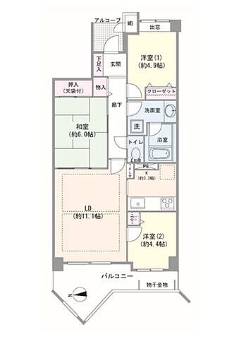 間取り ジェネシティ西棟 2階/-