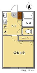 ハウスコーシン 1Kの間取図画像