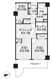コスモ金町ガーデンコート 3DKの間取図画像