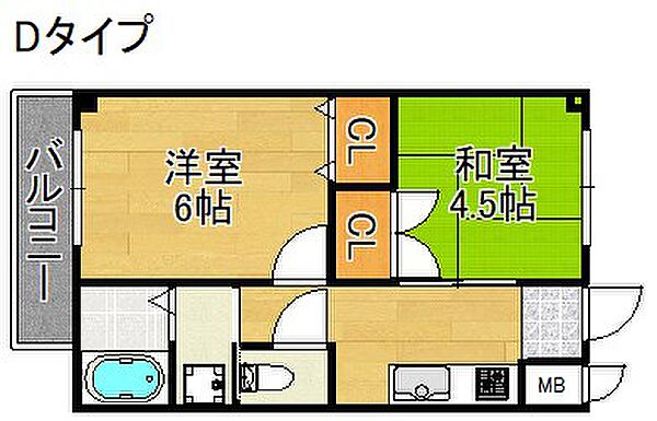 大阪府大阪市住吉区遠里小野６丁目(賃貸マンション2K・3階・35.00㎡)の写真 その2