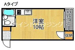 Osaka Metro四つ橋線 北加賀屋駅 徒歩4分の賃貸マンション 3階ワンルームの間取り