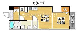 GRANDIR玉出 1階1LDKの間取り