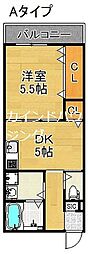 エルサ住之江 1DKの間取図画像