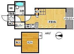 コスモレジデンス北加賀屋パート2 1Kの間取図画像