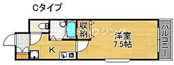 SWISS難波南 1Kの間取図画像