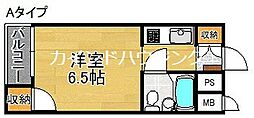 ポアール住之江 ワンルームの間取図画像