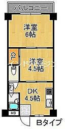 リアライズ北加賀屋 2DKの間取図画像