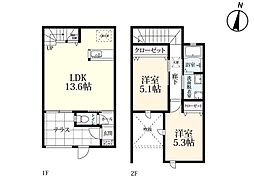 プレミアムアイランド長神田V 1階2LDKの間取り
