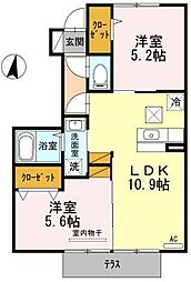 ルミエールホーム壱番館 2LDKの間取図画像