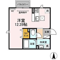 メゾンプレドパルク2 ワンルームの間取図画像