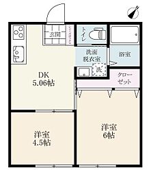 リゾートハイツ久保田 2DKの間取図画像