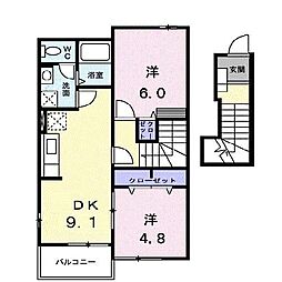 ラフィネC 2DKの間取図画像