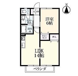 ロッジ久保田A 1LDKの間取図画像