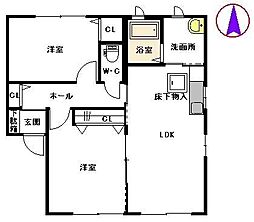 ベルメゾンエストB 2LDKの間取図画像