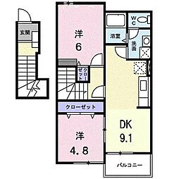 ラフィネC 2DKの間取図画像