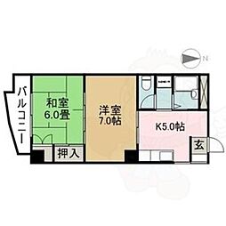 クリーンあらたま 4階2Kの間取り