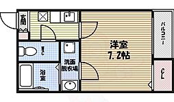 クレフラスト更屋敷2 2階1Kの間取り