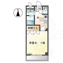 グランディールU 1Kの間取図画像