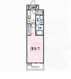 コーポハピネス白砂 2階1Kの間取り