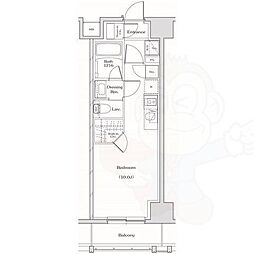 ザ・パークハビオ名古屋松原 10階ワンルームの間取り