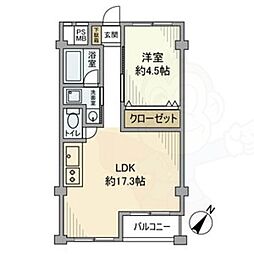 上飯田コーポラス 1LDKの間取図画像