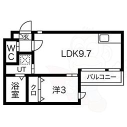 Warren morimakitown 1 1階1LDKの間取り