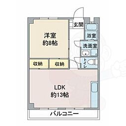 藤本コーポ 1LDKの間取図画像