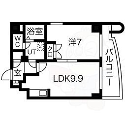 サンリヴァーメゾン 1LDKの間取図画像