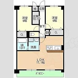 名古屋市守山区小幡宮ノ腰マンション 2LDKの間取図画像