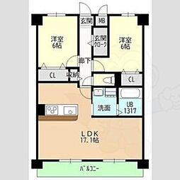名古屋市守山区小幡宮ノ腰マンション 2LDKの間取図画像