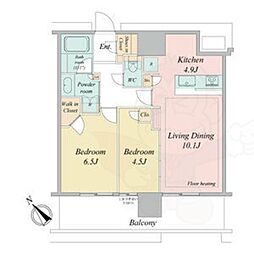 NAGOYA the TOWER 4階2LDKの間取り