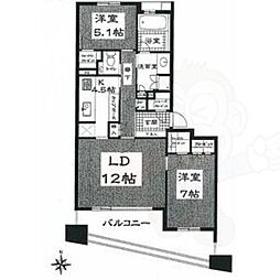 セントラルガーデン・レジデンス2D棟 2階2LDKの間取り