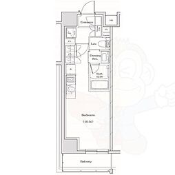 ザ・パークハビオ名古屋松原 3階ワンルームの間取り