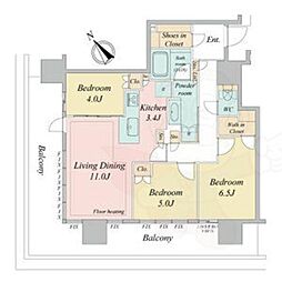 NAGOYA the TOWER 6階3LDKの間取り