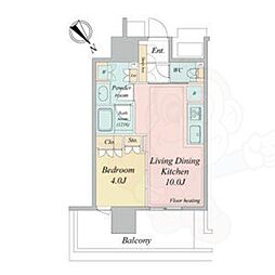 NAGOYA the TOWER 11階1LDKの間取り