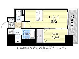 プレサンス名古屋駅ゲート 13階1LDKの間取り