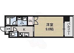 YATOMIDORI RISE 8階1Kの間取り