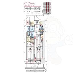 エステムコート名古屋TWIN　WEST 14階1DKの間取り