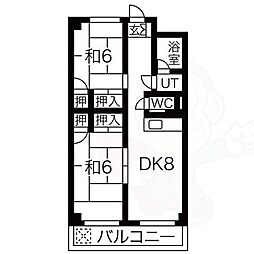 NTビル白壁 2DKの間取図画像