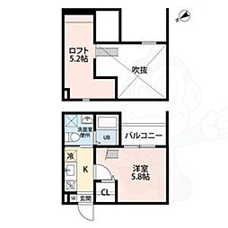レジアス高畑 1Kの間取図画像