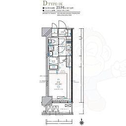 ディアレイシャス名古屋太閤通IV 1Kの間取図画像