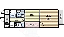 ルトゥール 1DKの間取図画像